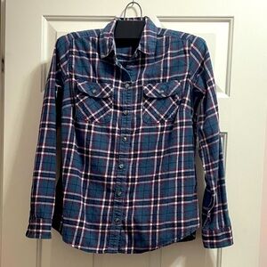 Eddie Bauer Womens Multicolor Plaid Flannel Shirt